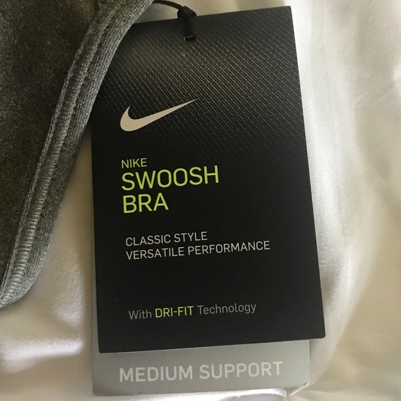 NWT Nike Swoosh Dri-Fit Sports Bra Charcoal Gray - Picture 9 of 10